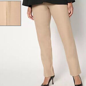 Belle by Kim Gravel Pet Faux Leather Front PonteBack Pant SilverMink 16P A661398